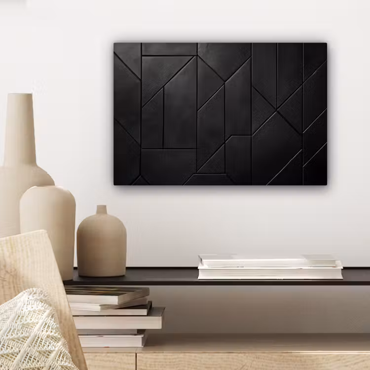 Canvas schilderij - Zwart - Geometrisch - Tegeltjes — 5