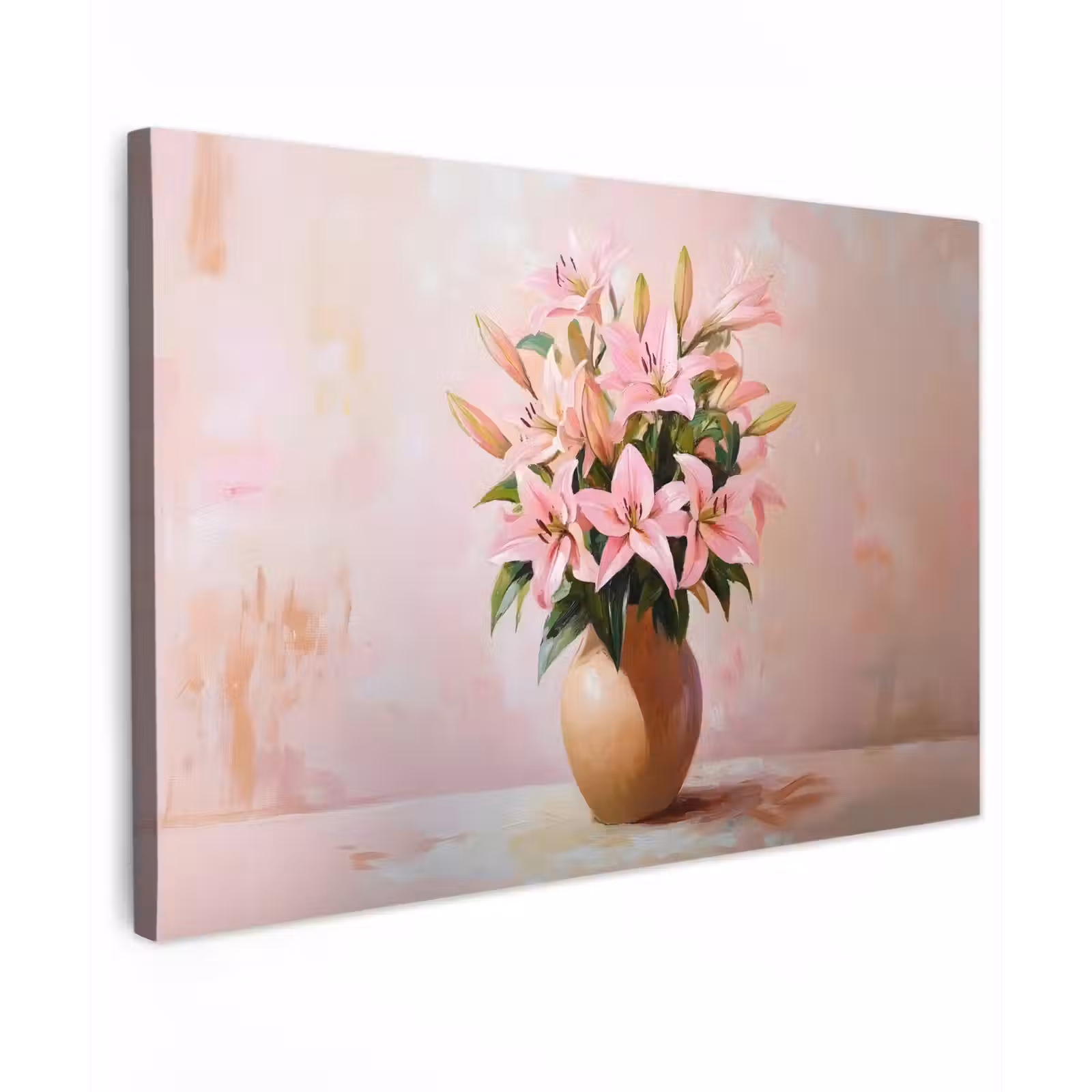 Canvas schilderij - Vaas - Bloemen - Roze — 1