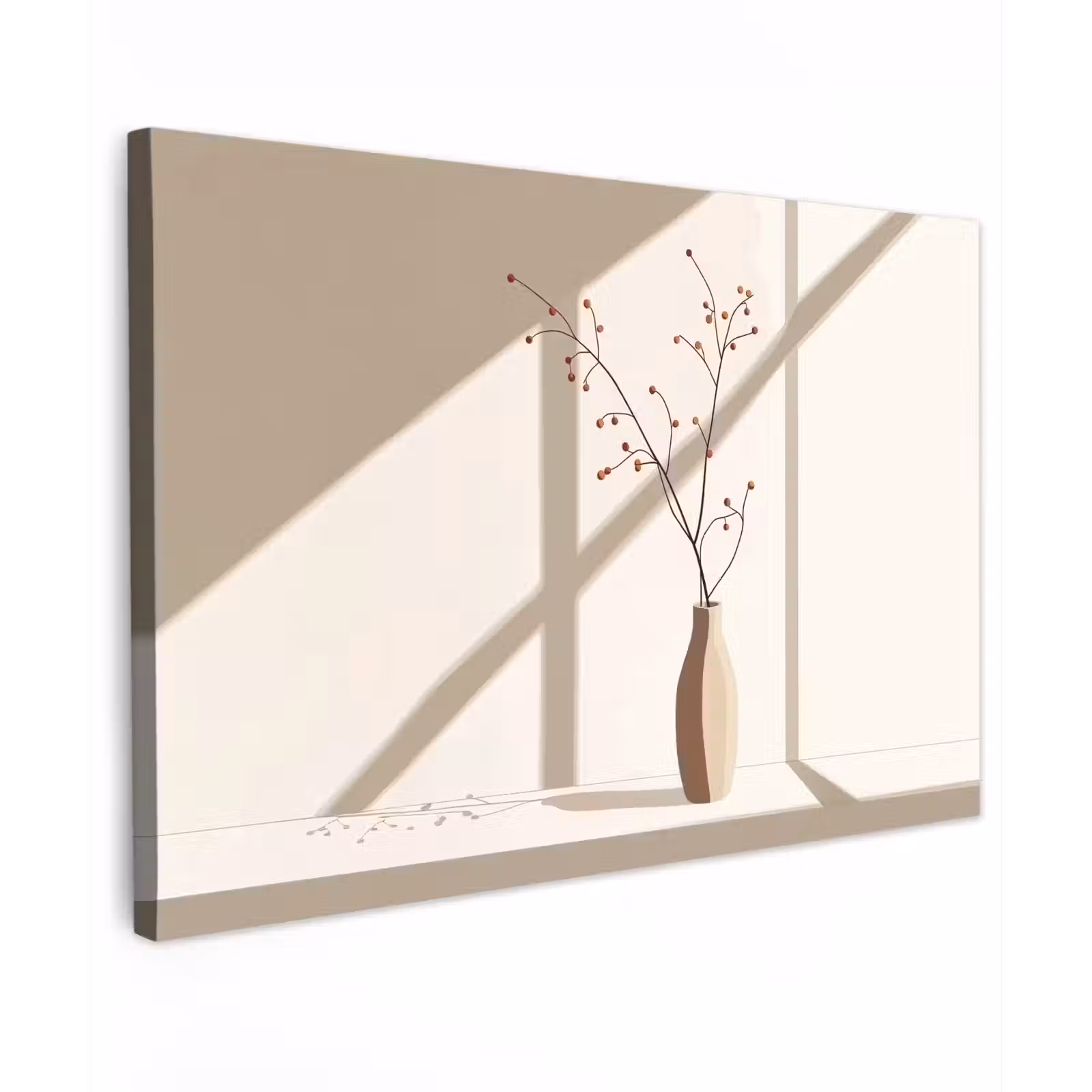 Canvas schilderij - Vaas - Takken - Bessen - Minimalistisch — 1