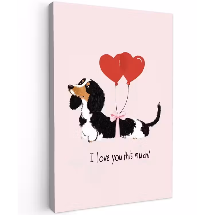 Canvas schilderij - Hond - Teckel - Valentijn - Love — 1