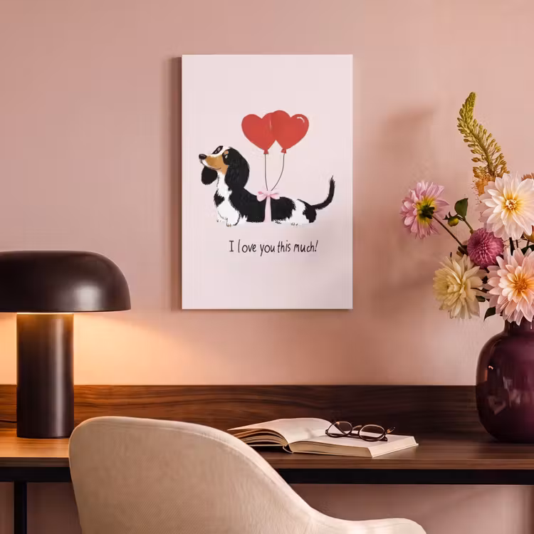 Canvas schilderij - Hond - Teckel - Valentijn - Love — 4