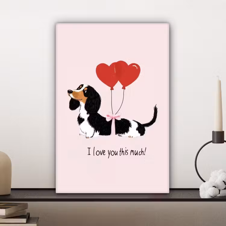 Canvas schilderij - Hond - Teckel - Valentijn - Love — 5