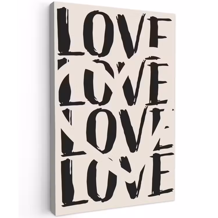Canvas schilderij - Love - Hart - Beige — 1