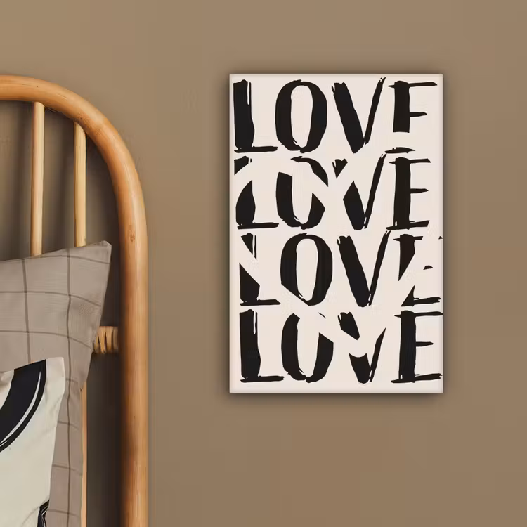 Canvas schilderij - Love - Hart - Beige — 3