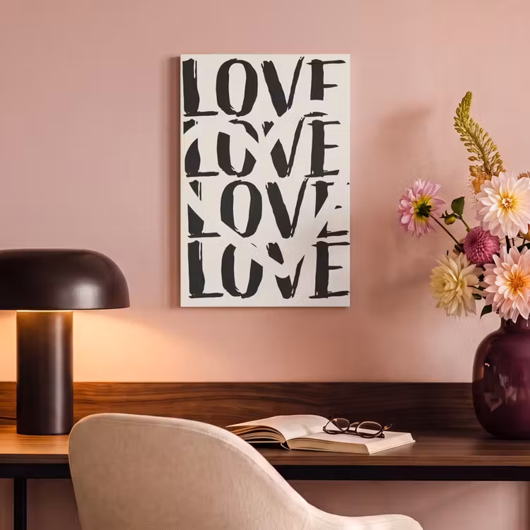 Canvas schilderij - Love - Hart - Beige — 4