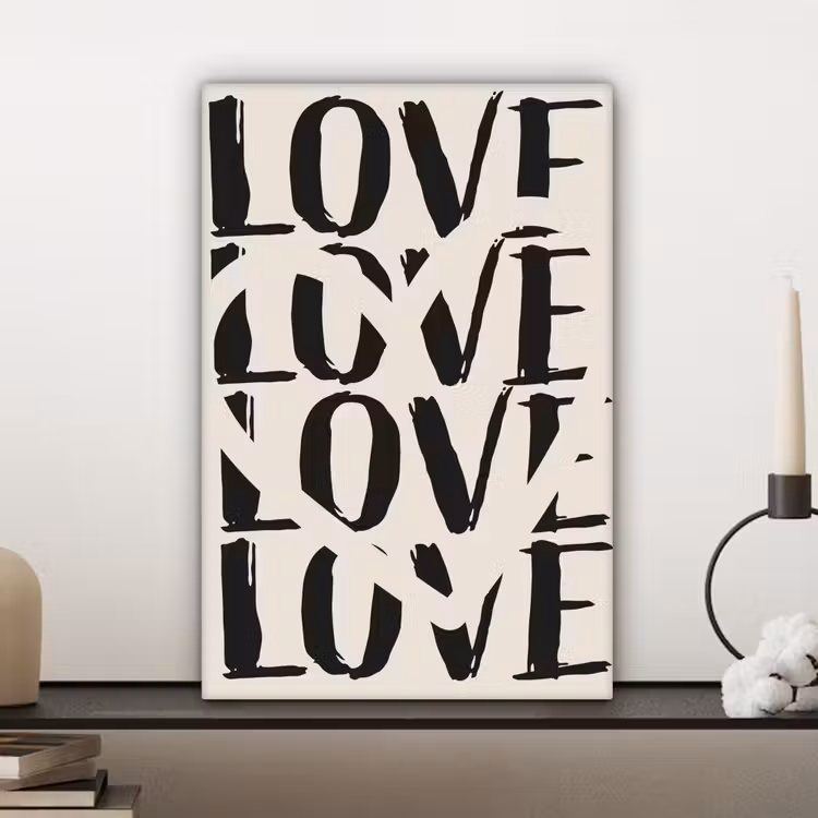 Canvas schilderij - Love - Hart - Beige — 5