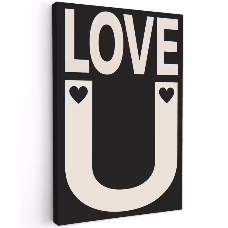 Canvas schilderij - Love - Zwart - Minimalistisch — 1
