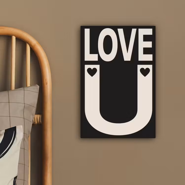 Canvas schilderij - Love - Zwart - Minimalistisch — 3