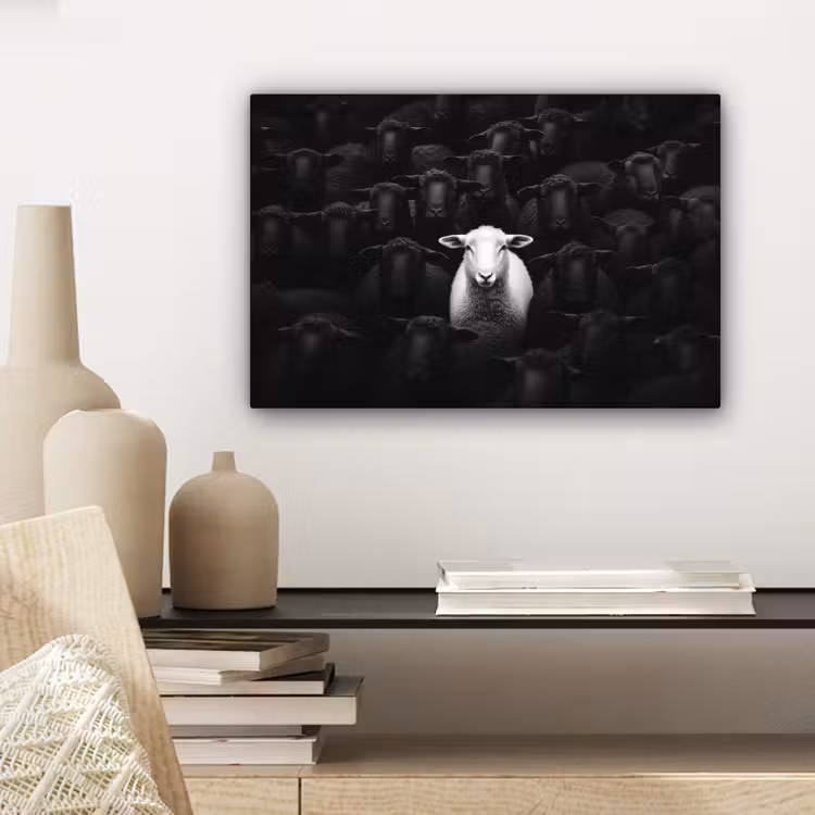 Canvas schilderij - Schapen - Wit - Duisternis — 5