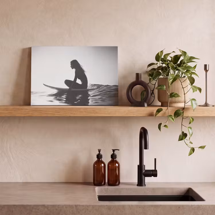 Canvas schilderij - Silhouet - Vrouw - Surfplank - Water — 3