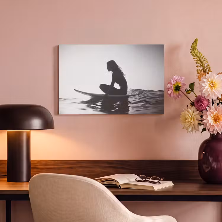 Canvas schilderij - Silhouet - Vrouw - Surfplank - Water — 4