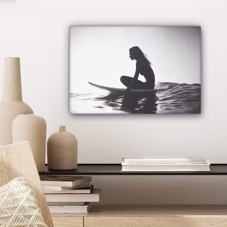 Canvas schilderij - Silhouet - Vrouw - Surfplank - Water — 5