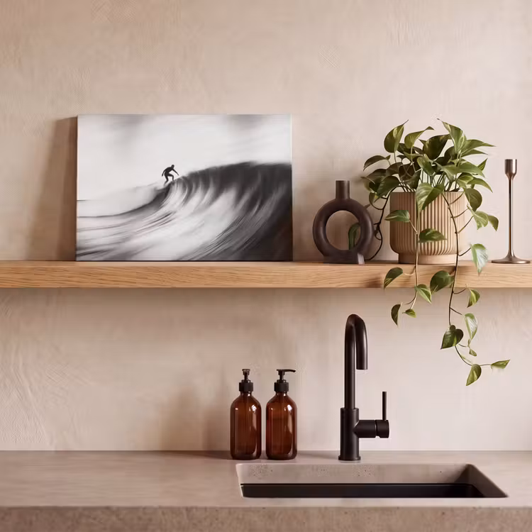 Canvas schilderij - Surfer - Golf - Vervaagd - Zwart — 3