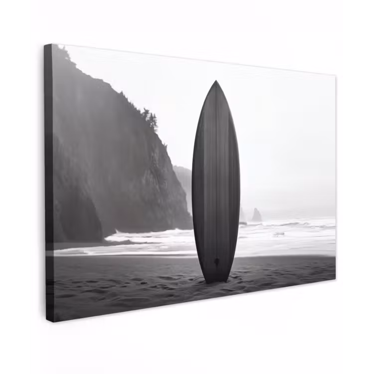 Canvas schilderij - Surfplank - Zand - Zee — 1
