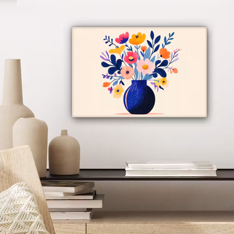 Canvas schilderij - Vaas - Bloemen - Boeket — 5