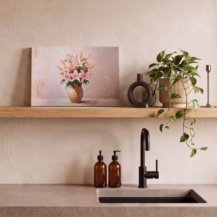 Canvas schilderij - Vaas - Bloemen - Roze — 3