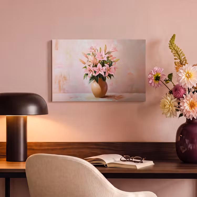 Canvas schilderij - Vaas - Bloemen - Roze — 4