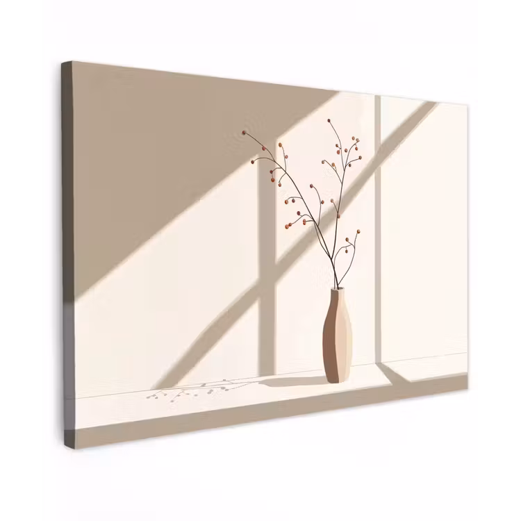Canvas schilderij - Vaas - Takken - Bessen - Minimalistisch — 1