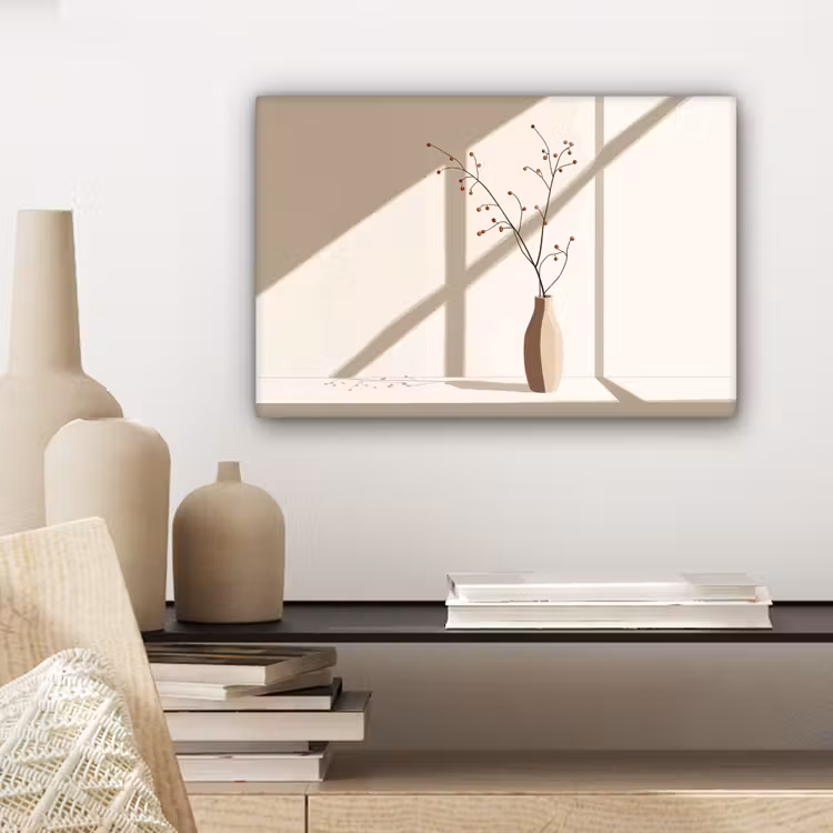 Canvas schilderij - Vaas - Takken - Bessen - Minimalistisch — 5