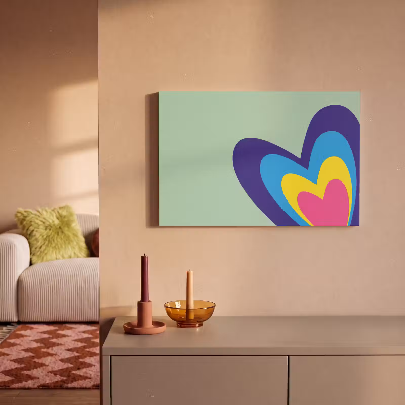 Canvas schilderij - Hartjes - Kleurrijk - Valentijn — 1