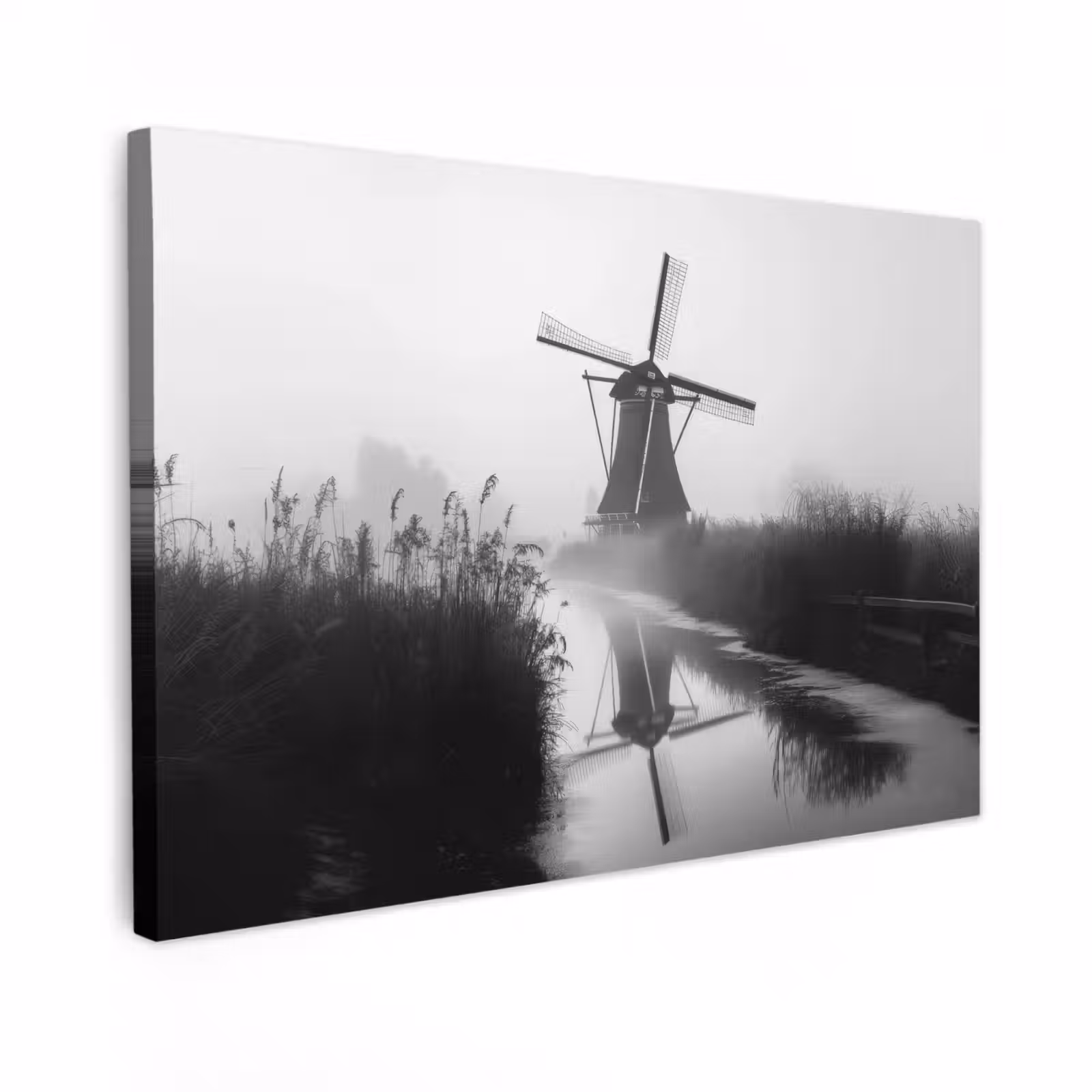 Canvas schilderij - Molen - Weerspiegeling - Landschap - Water — 1