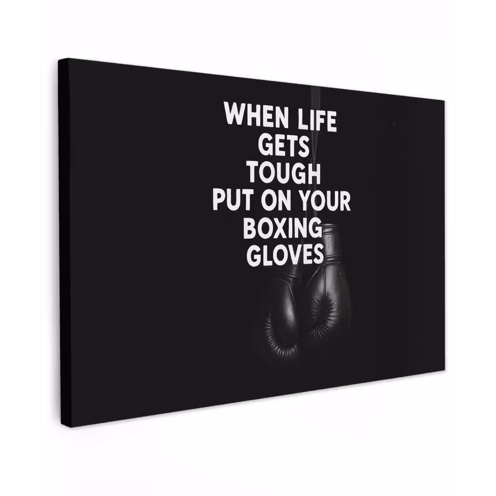 Canvas schilderij - Tekst - Bokshandschoenen - Wit — 1