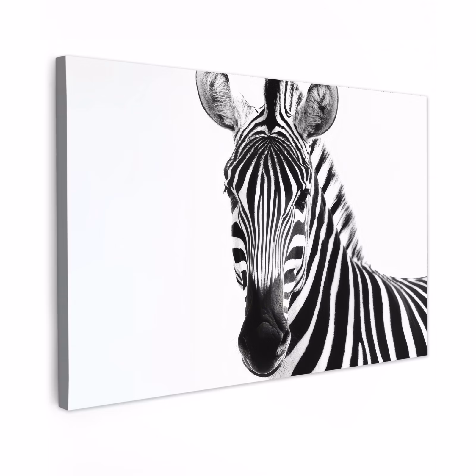 Canvas schilderij - Zebra - Close-up - Zwart - Strepen — 1