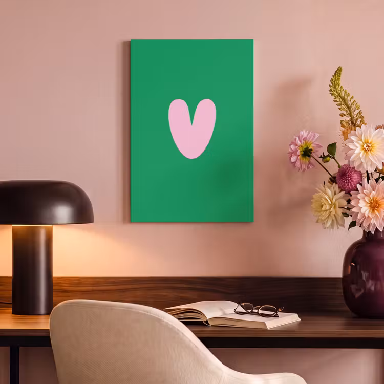 Canvas schilderij - Groen - Hart - Minimalistisch - Valentijn — 2