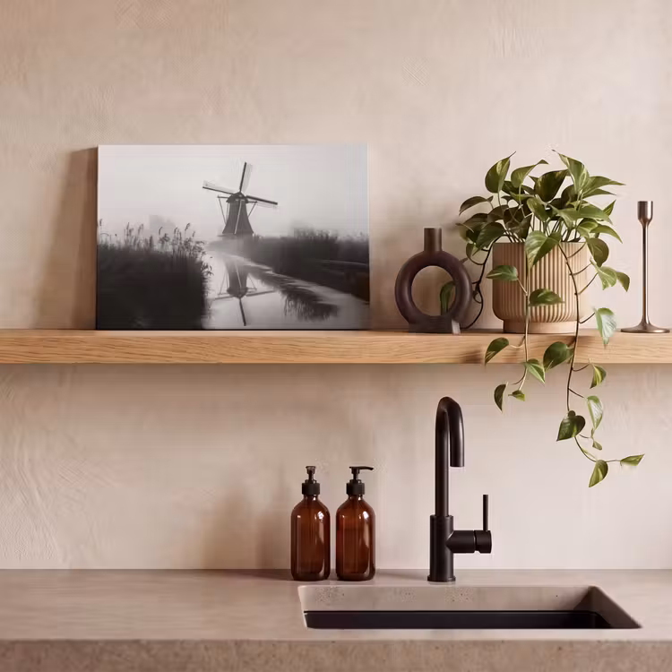Canvas schilderij - Molen - Weerspiegeling - Landschap - Water — 3