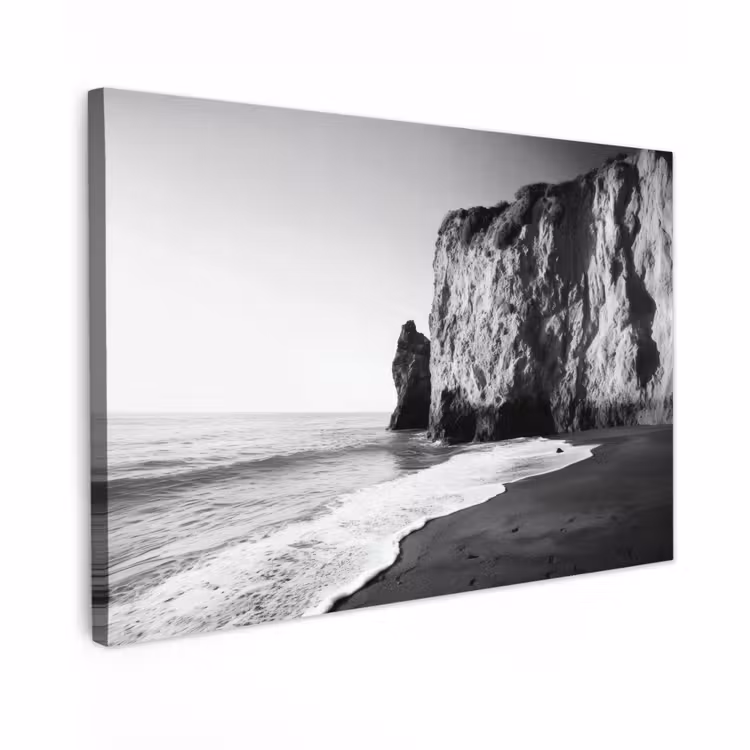 Canvas schilderij - Strand - Klif - Golven - Voetstappen — 1