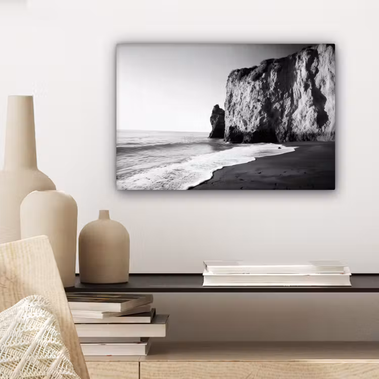 Canvas schilderij - Strand - Klif - Golven - Voetstappen — 5