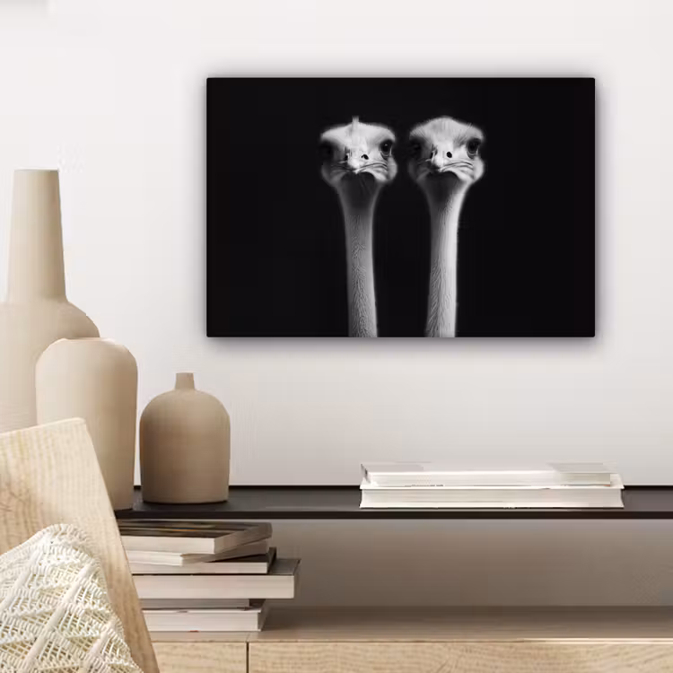 Canvas schilderij - Struisvogels - Halzen - Zwart - Minimalistisch — 5