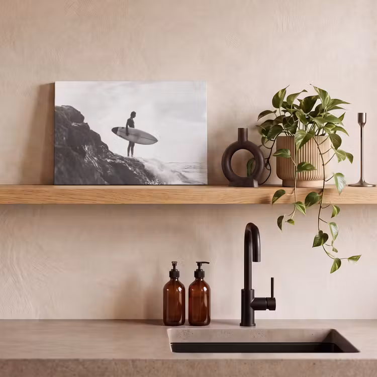 Canvas schilderij - Surfer - Rots - Oceaan - Golven — 3