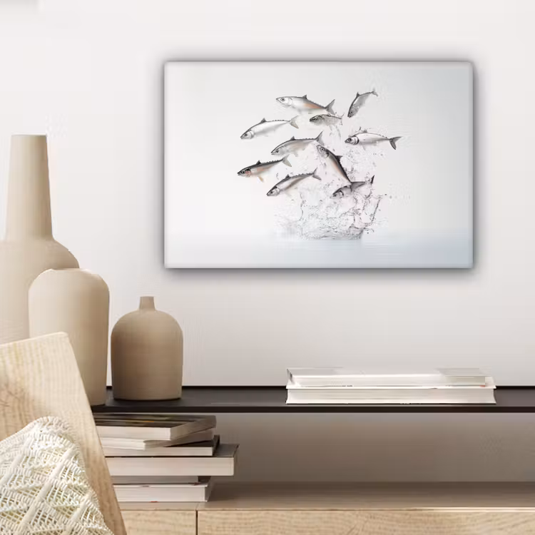 Canvas schilderij - Vissen - Water - Wit — 5