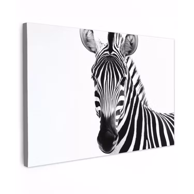 Canvas schilderij - Zebra - Close-up - Zwart - Strepen — 1