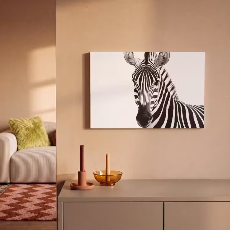 Canvas schilderij - Zebra - Close-up - Zwart - Strepen — 2