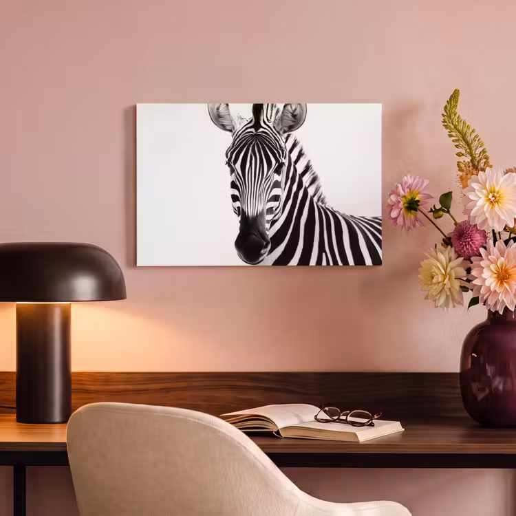 Canvas schilderij - Zebra - Close-up - Zwart - Strepen — 4