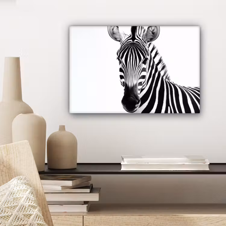 Canvas schilderij - Zebra - Close-up - Zwart - Strepen — 5