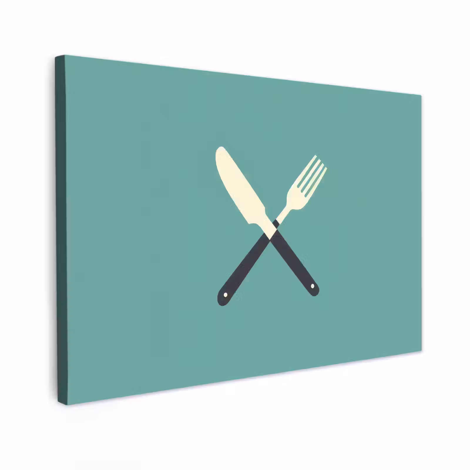Canvas schilderij - Illustratie - Blauw - Bestek — 1