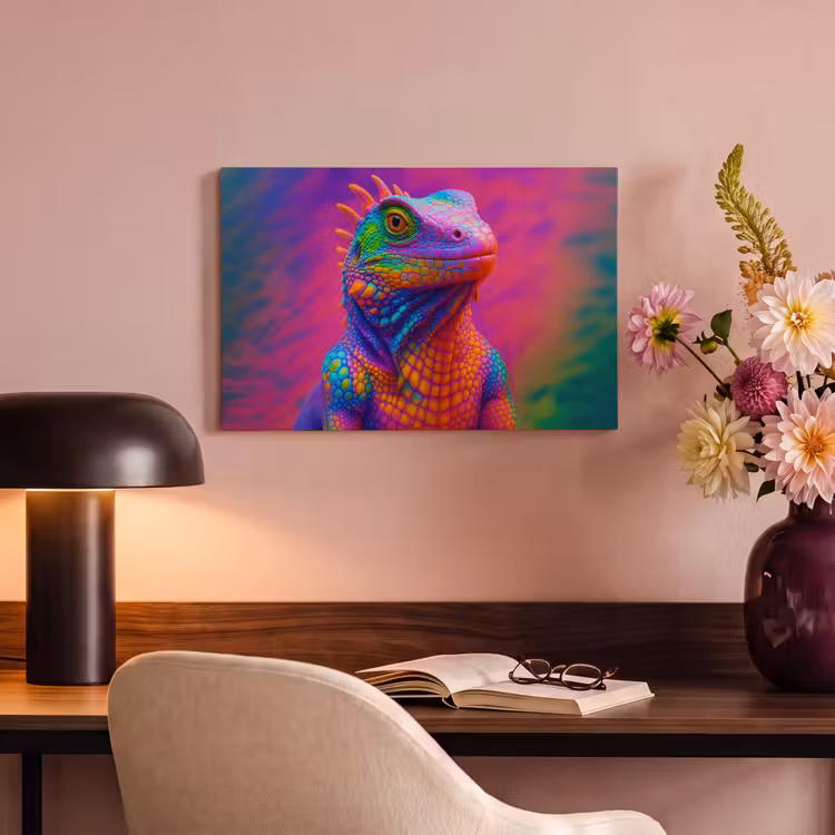 Canvas schilderij - Kameleon - Dieren - Neon - Kleur — 4