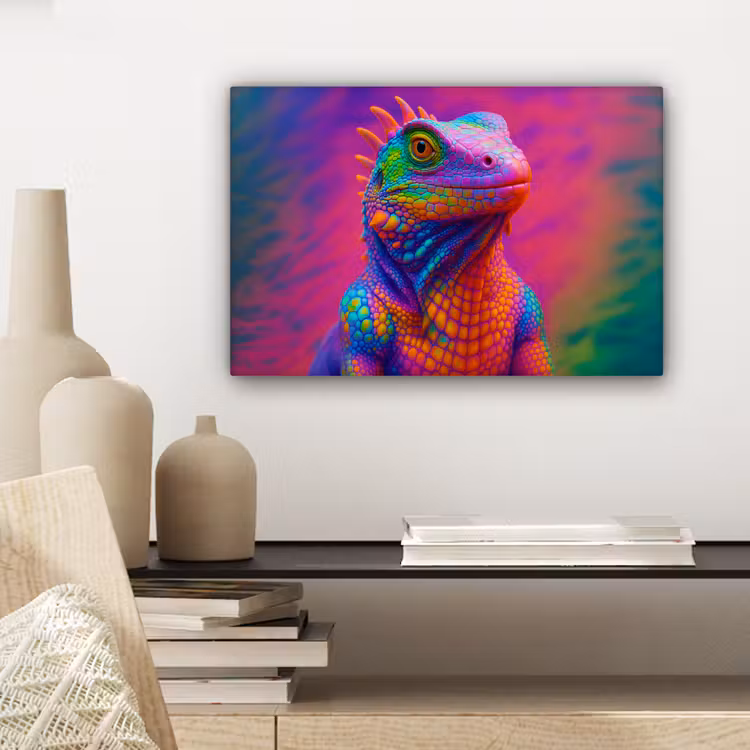 Canvas schilderij - Kameleon - Dieren - Neon - Kleur — 5