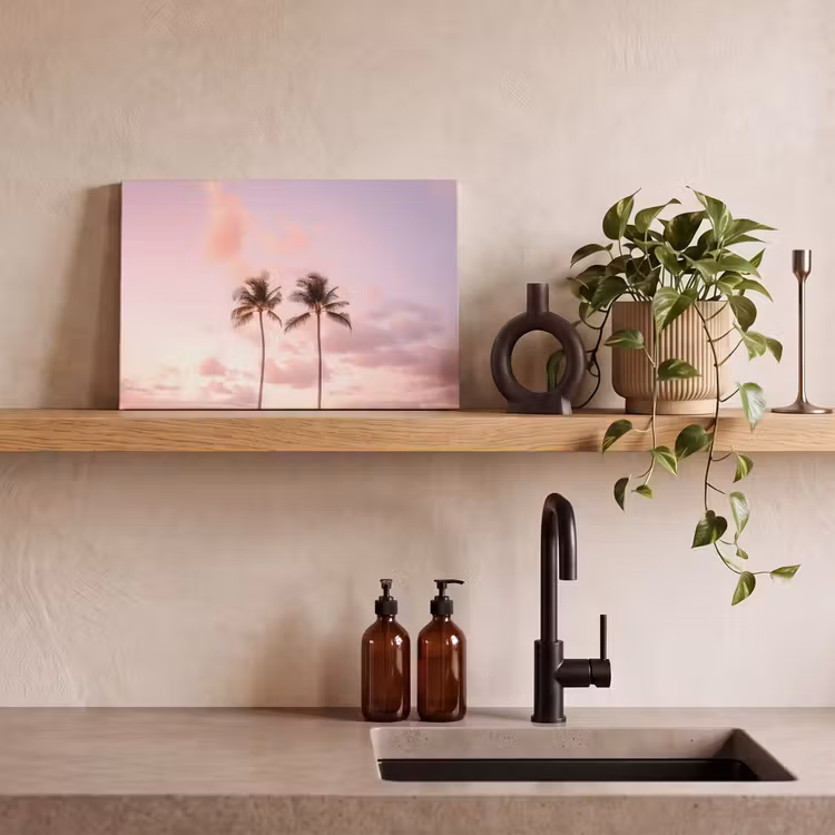 Canvas schilderij - Palmbomen - Paars - Wolken - Lucht — 3