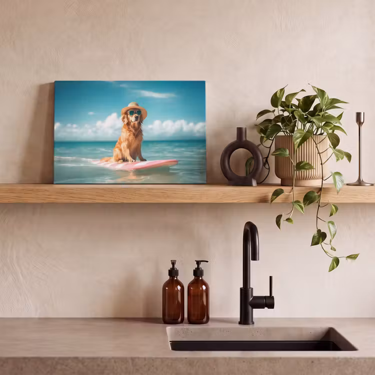 Canvas schilderij - Zeewater - Hond - Golden retriever - Zonnebril — 3