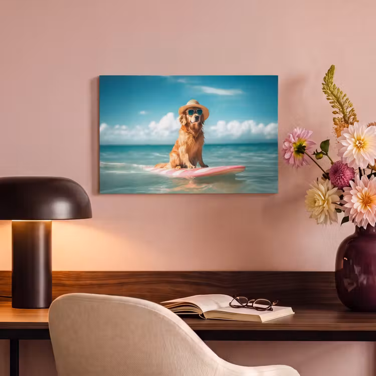 Canvas schilderij - Zeewater - Hond - Golden retriever - Zonnebril — 4