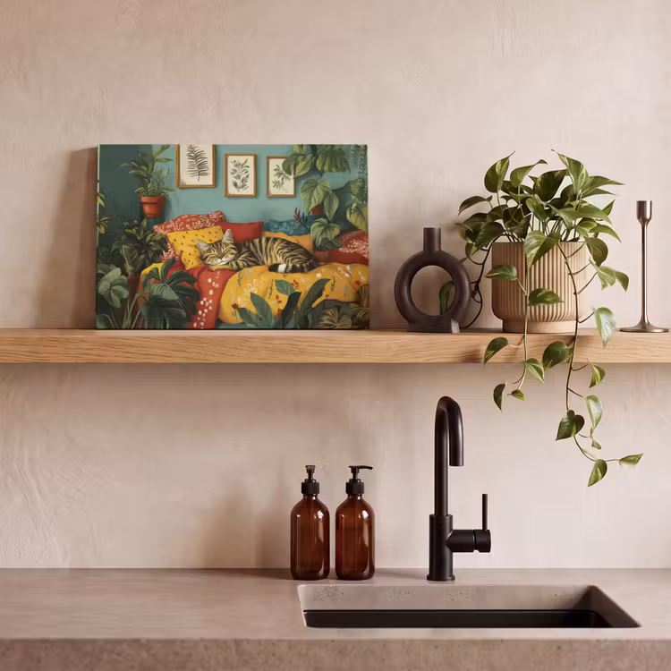 Canvas schilderij - Kat - Planten - Groen — 3