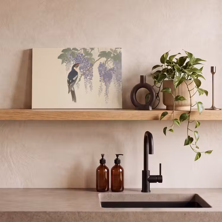 Canvas schilderij - Specht - Bloemen - Paars — 3
