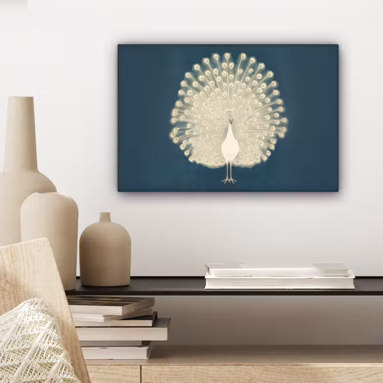 Canvas schilderij - Vogel - Blauw - Vintage — 5