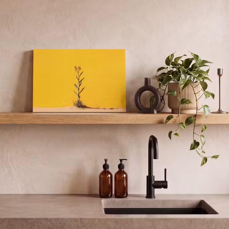 Canvas schilderij - Zand - Plant - Geel - Minimalitisch — 3