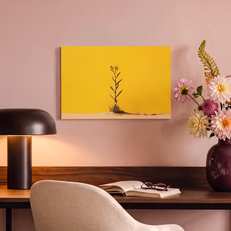 Canvas schilderij - Zand - Plant - Geel - Minimalitisch — 4