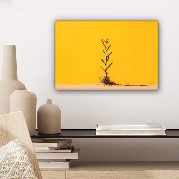 Canvas schilderij - Zand - Plant - Geel - Minimalitisch — 5